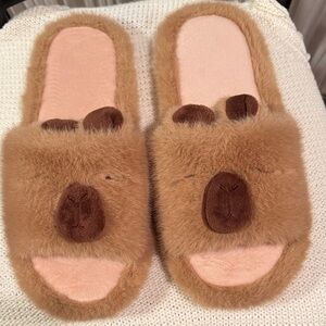 Cute Brown Bear Fuzzy Slippers